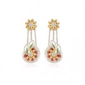 Designer Earrings with Certified Diamonds in 18k Yellow Gold - NK0895PER